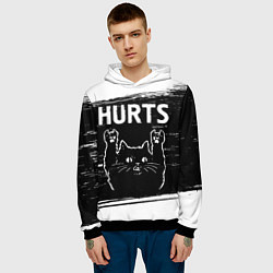 Толстовка-худи мужская Группа Hurts и рок кот, цвет: 3D-черный — фото 2