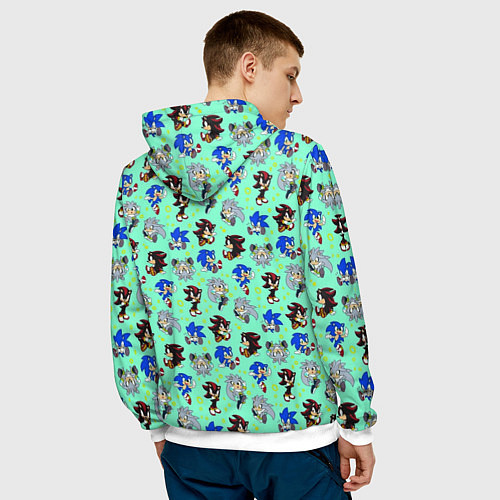 Мужская толстовка Ежик Соник и его друзья / 3D-Белый – фото 4