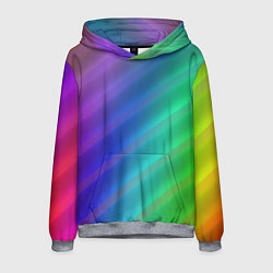 Толстовка-худи мужская Полосы всех цветов радуги, цвет: 3D-меланж