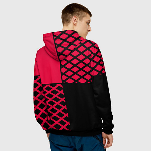 Мужская толстовка Черно-красный геометрический узор / 3D-Черный – фото 4