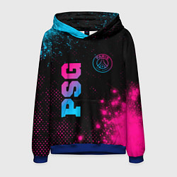 Толстовка-худи мужская PSG - neon gradient: надпись, символ, цвет: 3D-синий