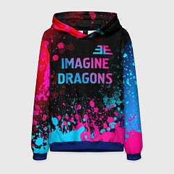 Толстовка-худи мужская Imagine Dragons - neon gradient: символ сверху, цвет: 3D-синий