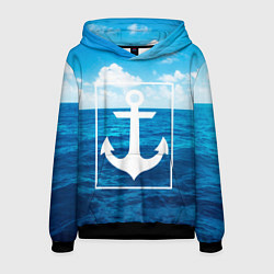 Толстовка-худи мужская Anchor - marine theme, цвет: 3D-черный