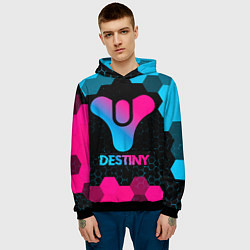 Толстовка-худи мужская Destiny - neon gradient, цвет: 3D-черный — фото 2