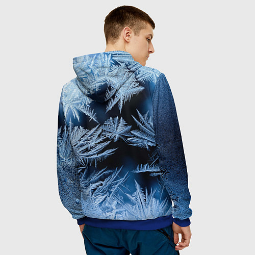 Мужская толстовка Морозный узор на стекле / 3D-Синий – фото 4