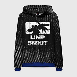 Толстовка-худи мужская Limp Bizkit с потертостями на темном фоне, цвет: 3D-синий