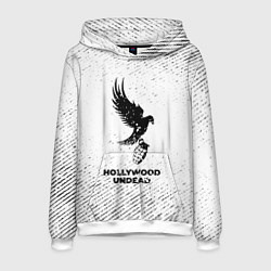 Толстовка-худи мужская Hollywood Undead с потертостями на светлом фоне, цвет: 3D-белый