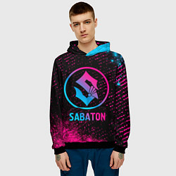 Толстовка-худи мужская Sabaton - neon gradient, цвет: 3D-черный — фото 2