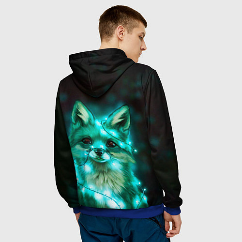 Мужская толстовка Неоновый лис / 3D-Синий – фото 4
