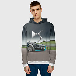 Толстовка-худи мужская Citroen DS Spirit - скоростной режим, цвет: 3D-белый — фото 2
