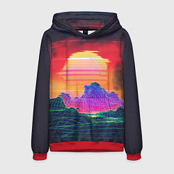 Мужская толстовка Синтвейв неоновые горы на закате