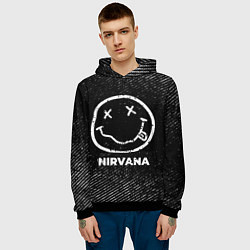 Толстовка-худи мужская Nirvana с потертостями на темном фоне, цвет: 3D-черный — фото 2