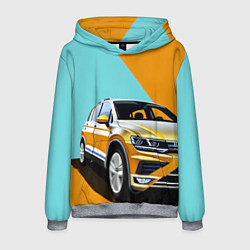 Толстовка-худи мужская Фольксваген тигуан оранжевый, цвет: 3D-меланж