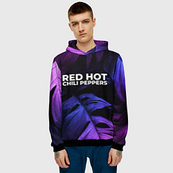 Толстовка-худи мужская Red Hot Chili Peppers neon monstera, цвет: 3D-черный — фото 2