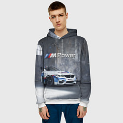 Толстовка-худи мужская BMW M4 GT4 - racing team - motorsport, цвет: 3D-белый — фото 2