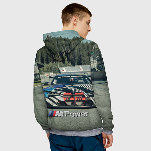 Мужская толстовка BMW M Power - Motorsport - Racing team / 3D-Меланж – фото 4