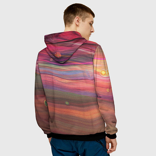 Мужская толстовка Розово-оранжевый абстрактный песок / 3D-Черный – фото 4