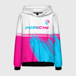 Мужская толстовка Porsche neon gradient style: символ сверху