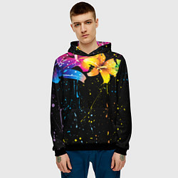 Толстовка-худи мужская Цветные лилии, цвет: 3D-черный — фото 2