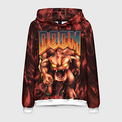 Толстовка-худи мужская DOS DOOM - Bull demon, цвет: 3D-белый