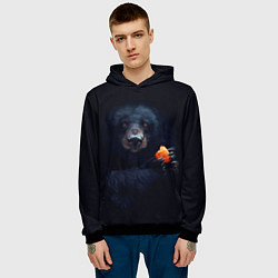 Толстовка-худи мужская Медведь с морковкой, цвет: 3D-черный — фото 2