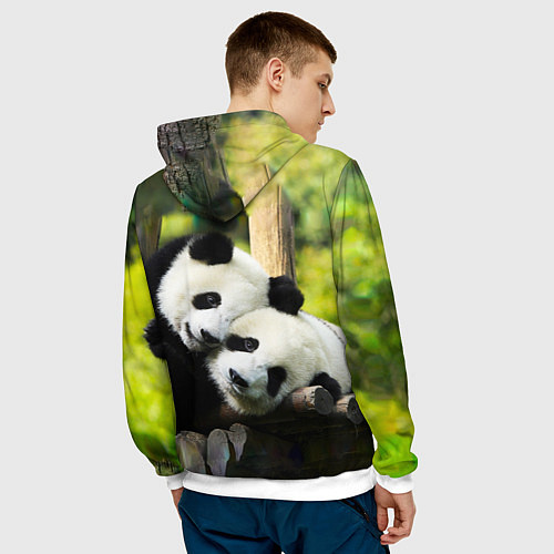 Мужская толстовка Влюблённые панды / 3D-Белый – фото 4