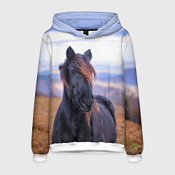 Толстовка-худи мужская Черный конь, цвет: 3D-белый