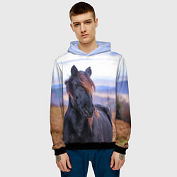 Толстовка-худи мужская Черный конь, цвет: 3D-черный — фото 2