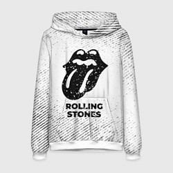 Мужская толстовка Rolling Stones с потертостями на светлом фоне