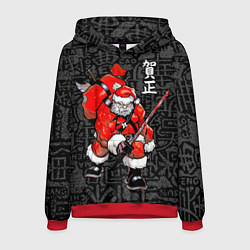 Толстовка-худи мужская Santa Claus Samurai, цвет: 3D-красный