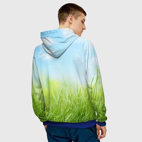 Мужская толстовка Зелень и небо / 3D-Синий – фото 4