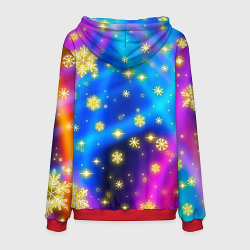 Мужская толстовка Снежинки и звезды - яркие цвета / 3D-Красный – фото 2