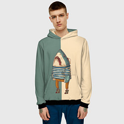Толстовка-худи мужская Акула-моряк, цвет: 3D-черный — фото 2