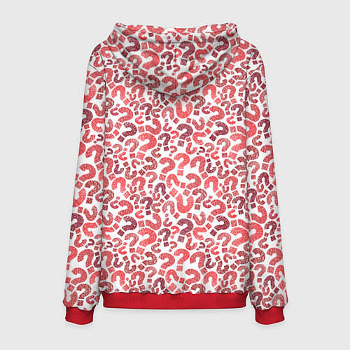 Мужская толстовка Вопросительные знаки разноцветные / 3D-Красный – фото 2