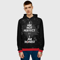 Толстовка-худи мужская I am not perfect, but I am honest, цвет: 3D-красный — фото 2
