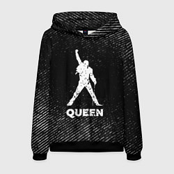 Толстовка-худи мужская Queen с потертостями на темном фоне, цвет: 3D-черный