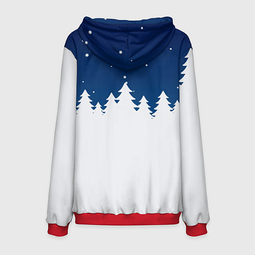 Мужская толстовка Злой кролик и ёлка - 2023 / 3D-Красный – фото 2