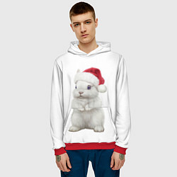 Толстовка-худи мужская Рождественский крольчонок, цвет: 3D-красный — фото 2