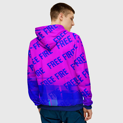 Мужская толстовка Free Fire glitch text effect: паттерн / 3D-Синий – фото 4