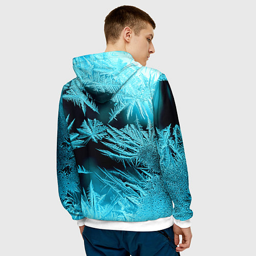 Мужская толстовка Голубой лед - иней / 3D-Белый – фото 4