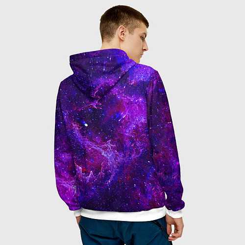 Мужская толстовка Неоновый космос и звезды / 3D-Белый – фото 4