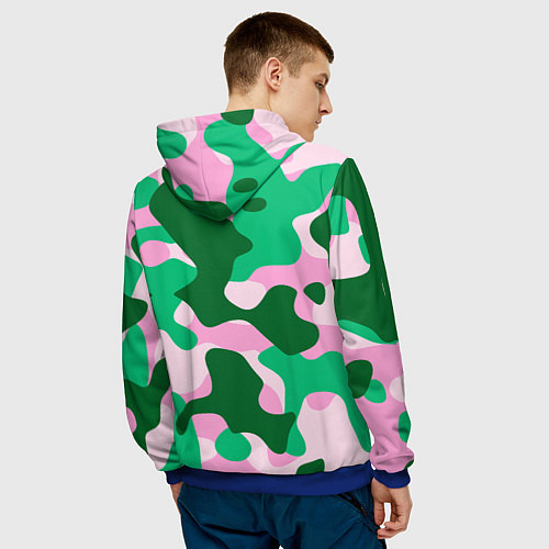 Мужская толстовка Абстрактные зелёно-розовые пятна / 3D-Синий – фото 4