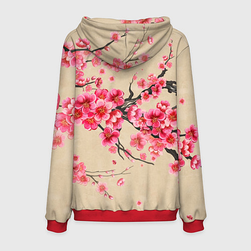 Мужская толстовка Незуко Камадо под сакурой / 3D-Красный – фото 2