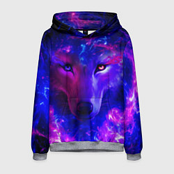 Толстовка-худи мужская Волшебный звездный волк, цвет: 3D-меланж