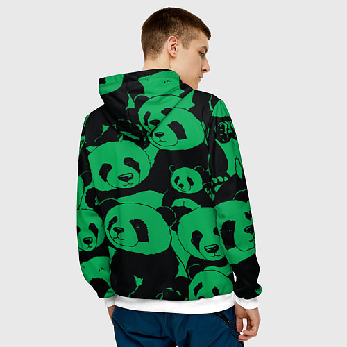 Мужская толстовка Panda green pattern / 3D-Белый – фото 4