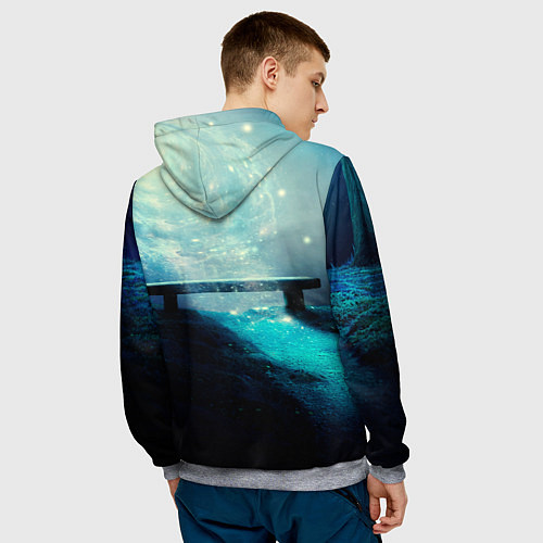 Мужская толстовка Космические звёзды, небо и скамья / 3D-Меланж – фото 4