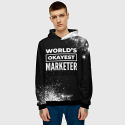 Толстовка-худи мужская Worlds okayest marketer - dark, цвет: 3D-черный — фото 2