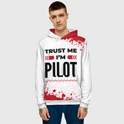 Толстовка-худи мужская Trust me Im pilot white, цвет: 3D-белый — фото 2