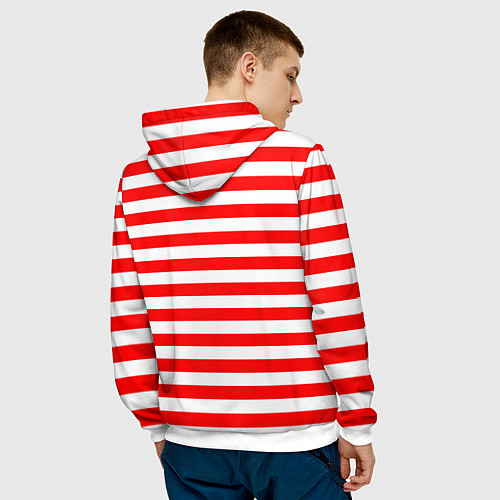 Мужская толстовка Красный полосатый новогодний леденец / 3D-Белый – фото 4