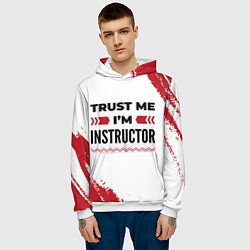 Толстовка-худи мужская Trust me Im instructor white, цвет: 3D-белый — фото 2